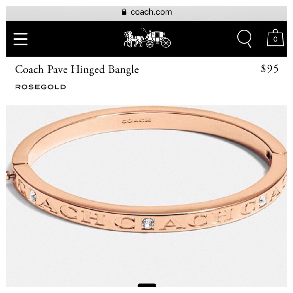 Coach bangle bracelet rose gold love diamonds